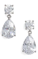 Nordstrom Cubic Zirconia Teardrop Earrings in Clear- Silver at Nordstrom