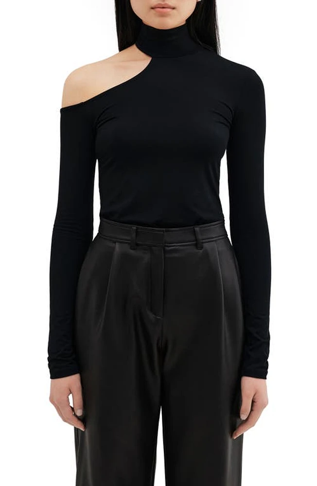 Marcella Evan Cutout Turtleneck Top Black at Nordstrom,