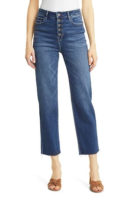 HIDDEN Jeans Tracey Exposed Button High Waist Ankle Straight Leg Dark Wash at Nordstrom,