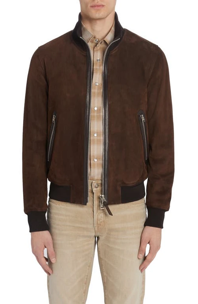 TOM FORD Suede Track Jacket Dark Brown at Nordstrom, Us