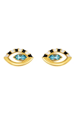 NeverNoT Life in Colour Topaz Eye Stud Earrings in Gold at Nordstrom