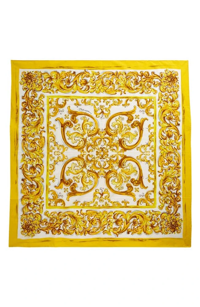 Dolce & Gabbana Majolica Print Cotton Scarf in H95Dq Maiolica 3L Giallo at Nordstrom