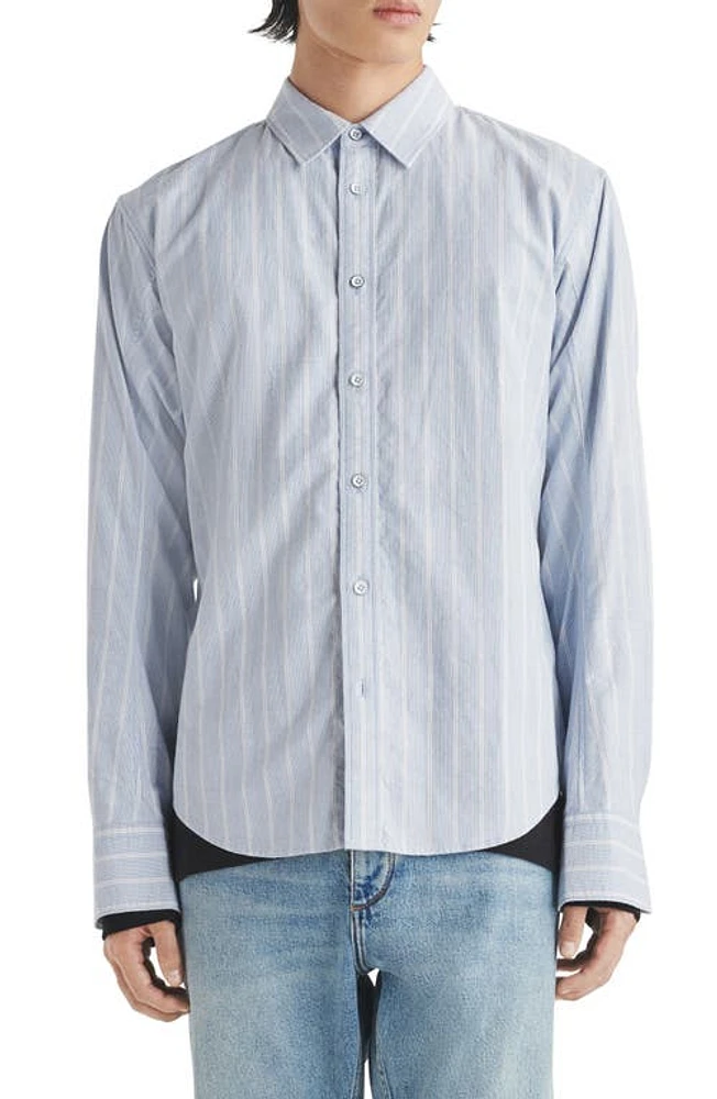 rag & bone Fit 2 Slim Engineered Oxford Stripe Cotton Button-Up Shirt Blustripe at Nordstrom,