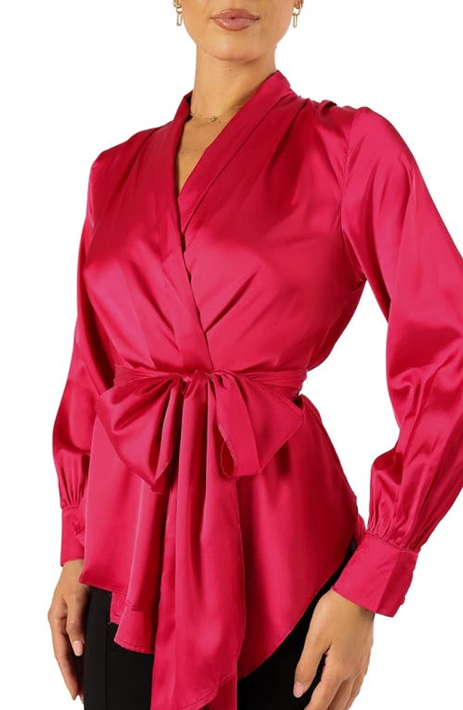 Petal & Pup Aydin Satin Wrap Top at Nordstrom,