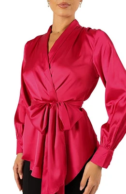 Petal & Pup Aydin Satin Wrap Top at Nordstrom,