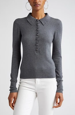 L'AGENCE Sterling Collar Sweater in Grey/gunmetal at Nordstrom, Size Large