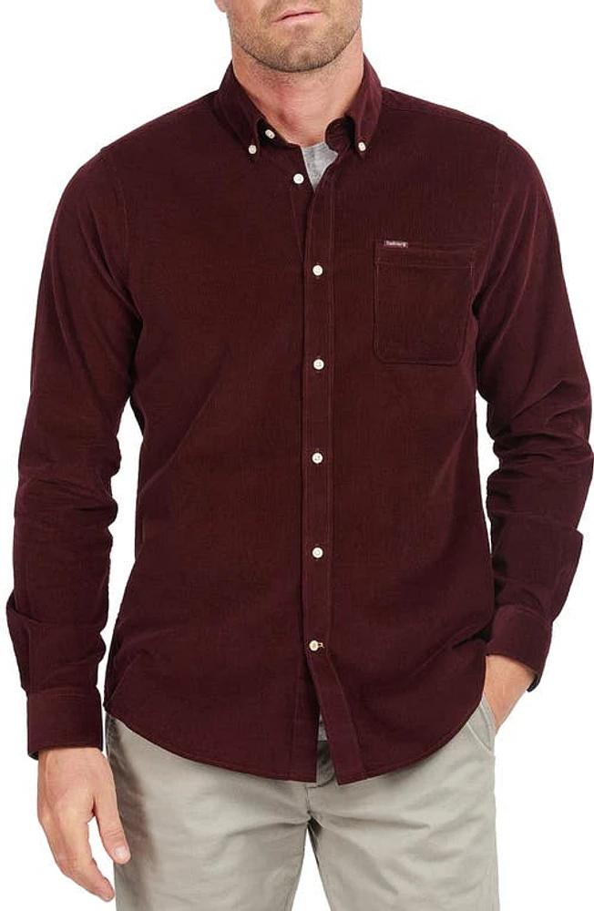 Barbour Ramsey Tailored Fit Corduroy Button-Down Shirt in Winter Red at Nordstrom, Size Medium