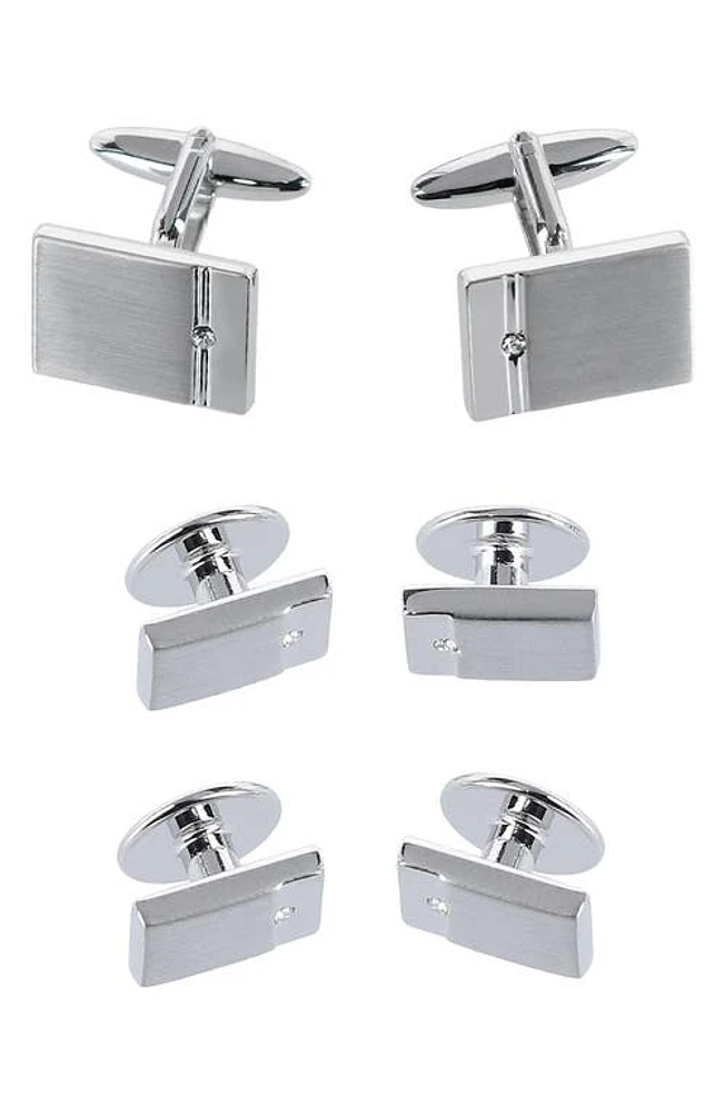 Trafalgar The Kingsley Square Cuff Link & Stud Set in Silver at Nordstrom