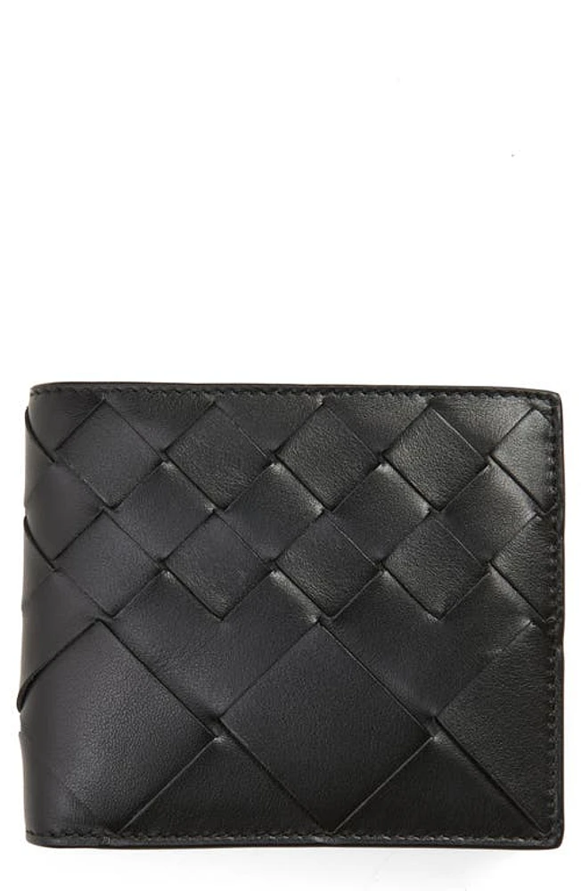 Bottega Veneta Intrecciato Calfskin Leather Wallet in 8803 Black/Silver at Nordstrom