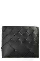 Bottega Veneta Intrecciato Calfskin Leather Wallet in 8803 Black/Silver at Nordstrom