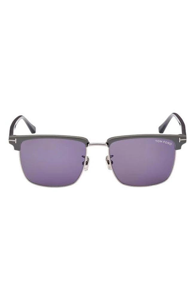 TOM FORD Hudson 55mm Square Sunglasses in Light Ruthenium/Blue at Nordstrom