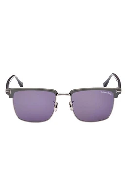 TOM FORD Hudson 55mm Square Sunglasses in Light Ruthenium/Blue at Nordstrom