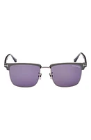 TOM FORD Hudson 55mm Square Sunglasses in Light Ruthenium/Blue at Nordstrom