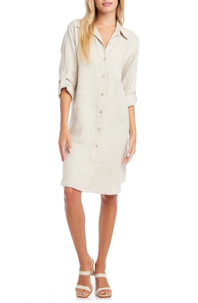 Karen Kane Linen Shirtdress in Oatmeal at Nordstrom, Size X-Large