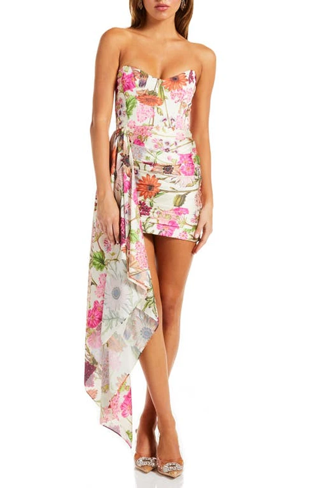 Katie May Chasing Dawn Floral Strapless Minidress in Pink Daisy at Nordstrom, Size X-Small