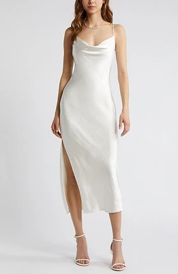 Open Edit Cowl Neck Satin Slipdress at Nordstrom,