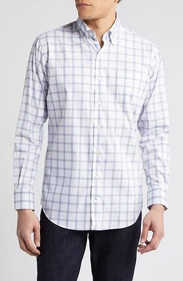 Peter Millar Crown Lite Stretch Cotton Button-Down Shirt White/Blue at Nordstrom,