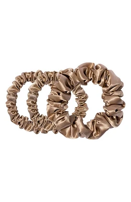 Black Slipsilk 3-Pack Silk Scrunchies Set in Light Brown at Nordstrom