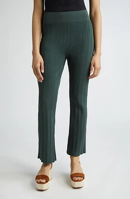 Veronica Beard Massaro Variegated Rib Pants Forest Green at Nordstrom,