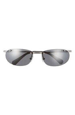 Swarovski 59mm Oval Sunglasses in Matte Silver at Nordstrom