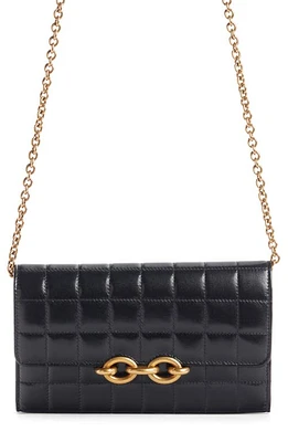 Saint Laurent Le Maillon Leather Wallet on a Chain in Nero at Nordstrom