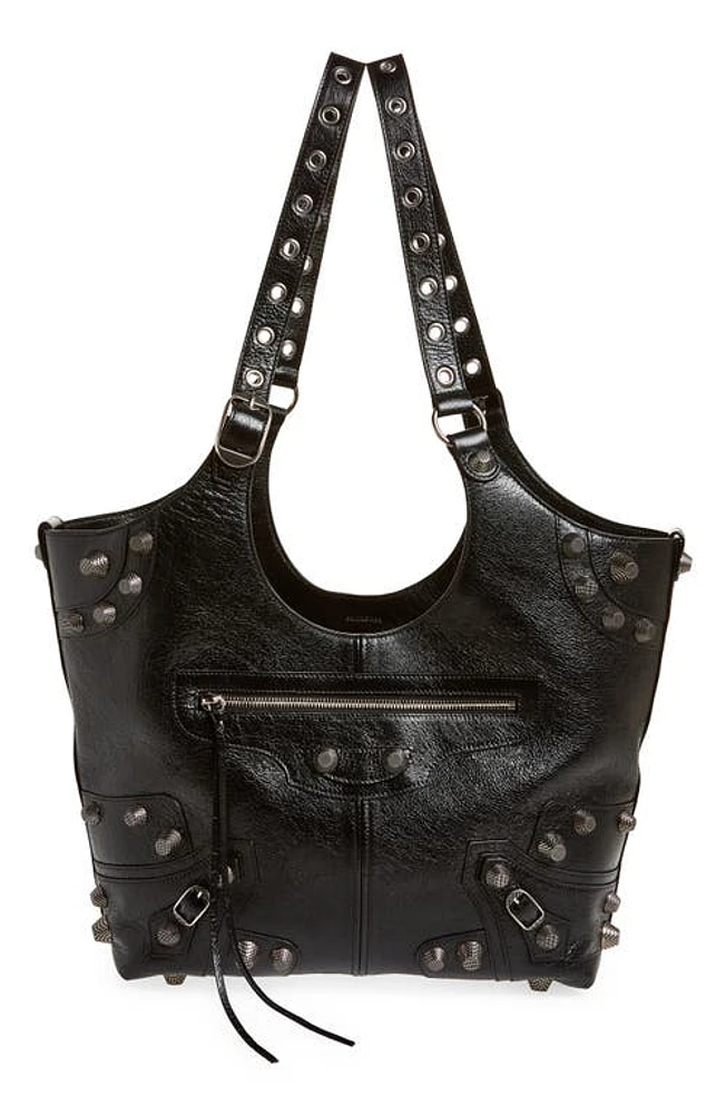 Balenciaga Medium Le Cagole Leather Tote in Black at Nordstrom