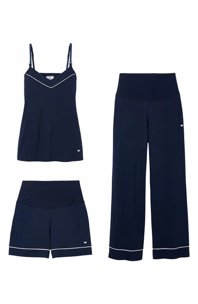 Petite Plume 3-Piece Cotton Maternity Set in Navy at Nordstrom, Size X-Small