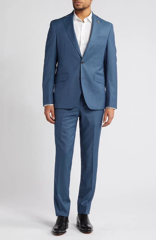 Ted Baker London Ron Extra Slim Fit Blue Textured Wool Suit Teal at Nordstrom,