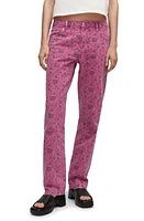 MANGO Floral Print Straight Leg Jeans in Fuchsia at Nordstrom, Size 4