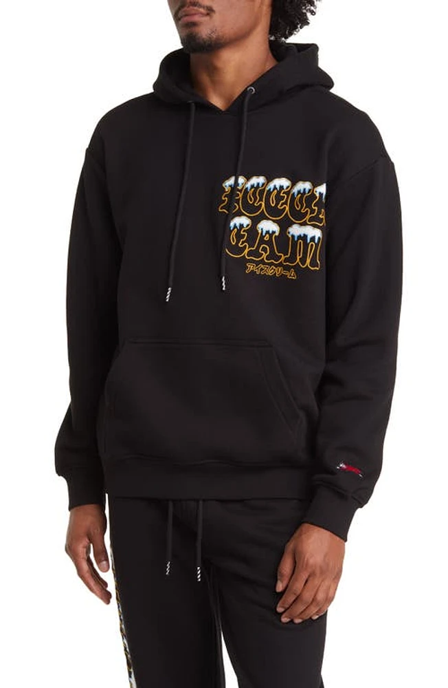 ICECREAM Embroidered Cotton Graphic Hoodie in Black at Nordstrom, Size Small