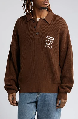 Elwood Oversize Long Sleeve Sweater Polo Soil at Nordstrom,