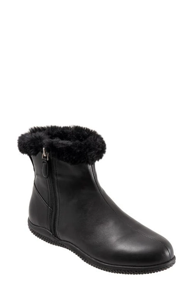 SoftWalk Helena Faux Fur Bootie in Black Leather at Nordstrom, Size 6