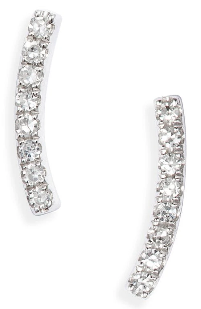 Meira T Curved Diamond Bar Earrings in White at Nordstrom