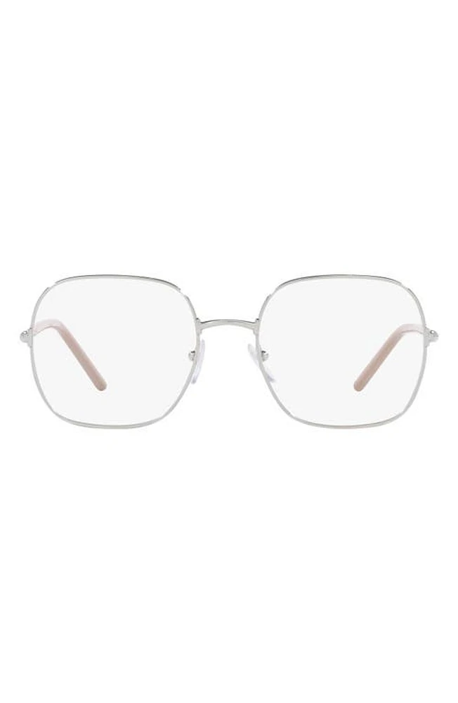 Prada 54mm Rectangle Optical Glasses in Silver at Nordstrom