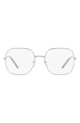 Prada 54mm Rectangle Optical Glasses in Silver at Nordstrom