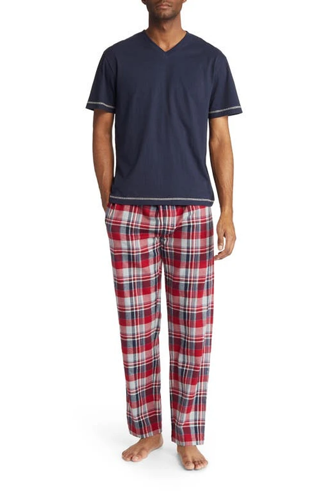 Majestic International Post Season T-Shirt & Flannel Pants Pajamas Crimson/Navy at Nordstrom,