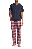 Majestic International Post Season T-Shirt & Flannel Pants Pajamas Crimson/Navy at Nordstrom,