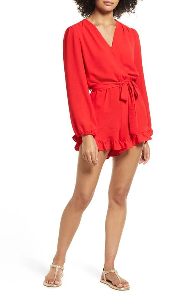 Fraiche by J Long Sleeve Romper Tomato at Nordstrom,