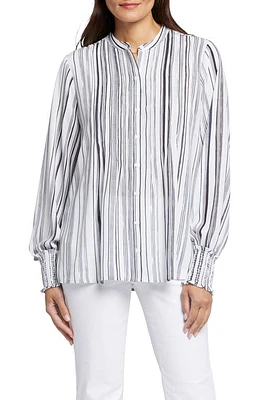 NYDJ Pleated Peasant Blouse Asteria Stripe at Nordstrom,