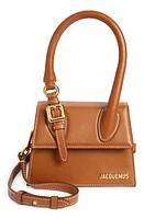 Jacquemus Le Chiquito Moyen Buckle Leather Top Handle Bag in Light Brown 2 811 at Nordstrom