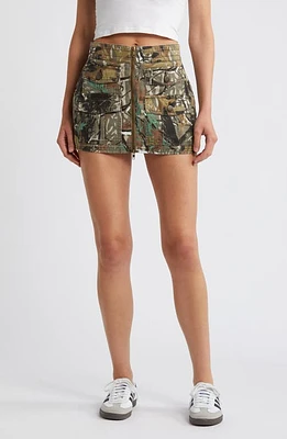 PTCL Front Zip Cargo Miniskirt in Forest Camo at Nordstrom, Size X-Large