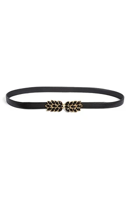 Raina Floral Buckle Leather Belt in Black at Nordstrom