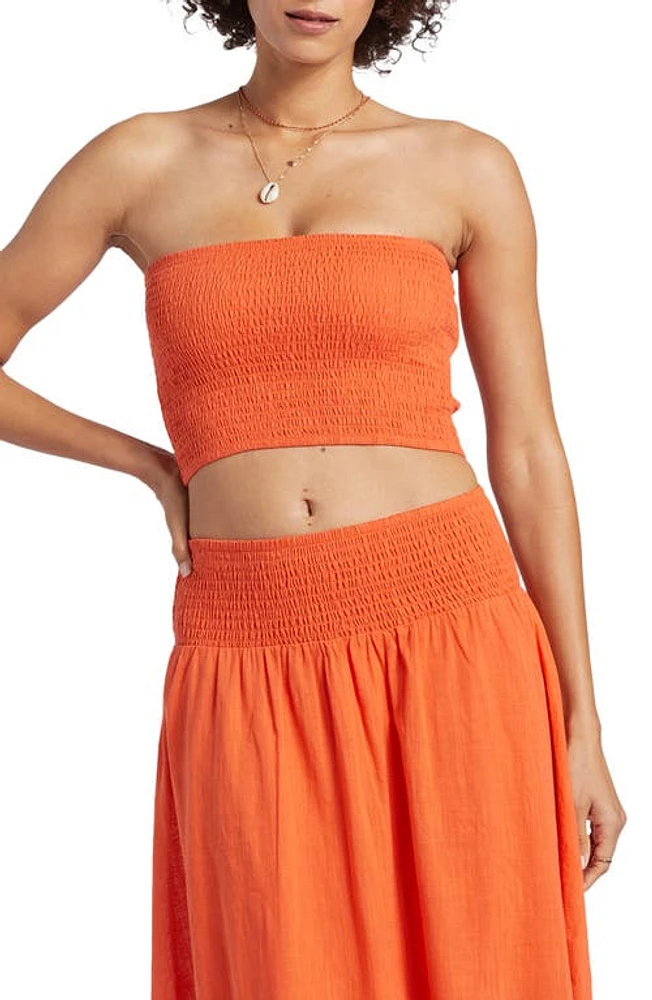 Billabong Smocked Cotton Tube Top Coral Craze at Nordstrom,