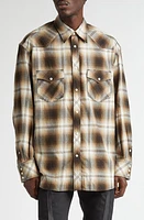 TAKAHIROMIYASHITA TheSoloist. x Rafu Plaid Snap-Up Western Shirt Brown at Nordstrom, Us