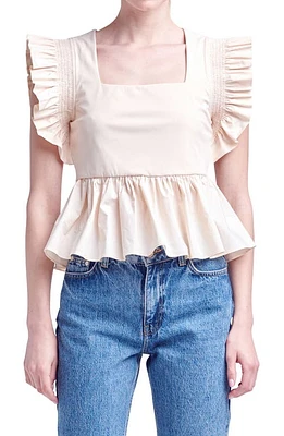 English Factory Ruffle Peplum Top Cream at Nordstrom,