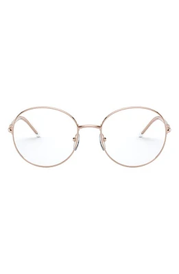 Prada 53mm Round Optical Glasses in Pink Gold at Nordstrom