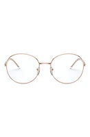 Prada 53mm Round Optical Glasses in Pink Gold at Nordstrom