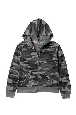 Splendid Camo Zip Hoodie Dusty Olive at Nordstrom,