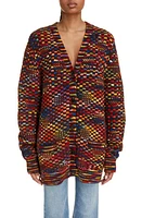 Chloé Generous V-Neck Wool Cardigan Multicolor 1 Red at Nordstrom,