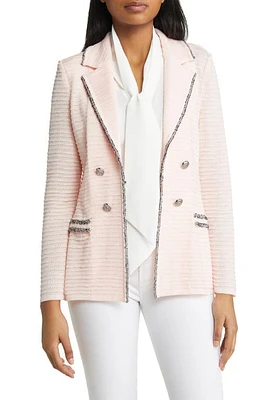 Ming Wang Contrast Trim Textured Knit Blazer at Nordstrom,